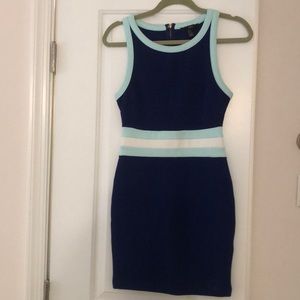 Forever 21 blue strip bandage dress